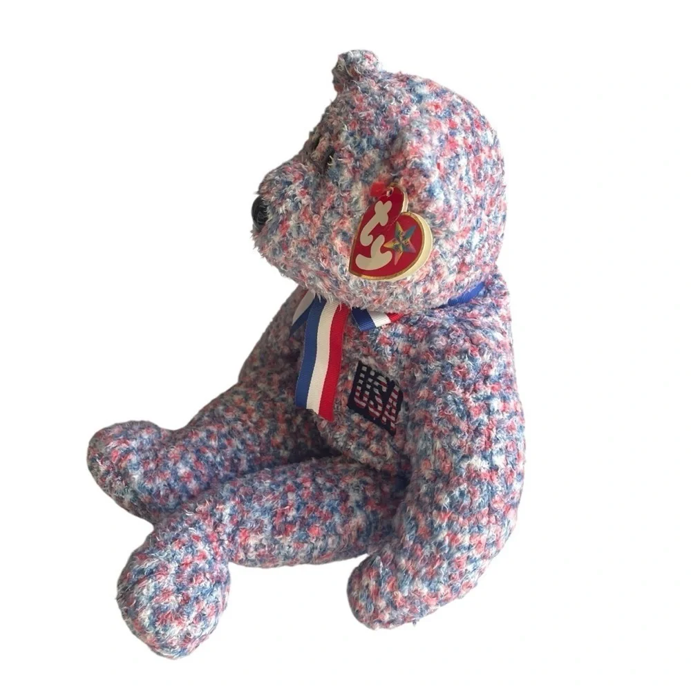 Ty Beanie Buddy USA the Bear NWT 2002 Plush Stuffed Animal Patriotic Exclusive